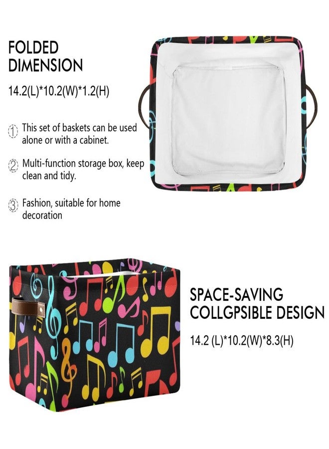 Aslsiy Storage Basket Music Notes Colorful Nursery Bins Black Baby Box Canvas Clothes Shelf Basket Laundry Hamper Gift Basket for Home Closet 1 Pcs - Image 2